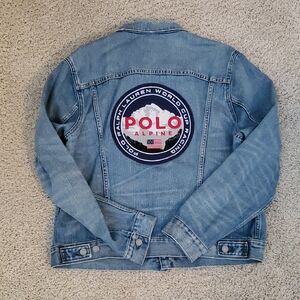Polo Ralph Lauren Alpine Racing Ski Patch Trucker Denim Jacket.